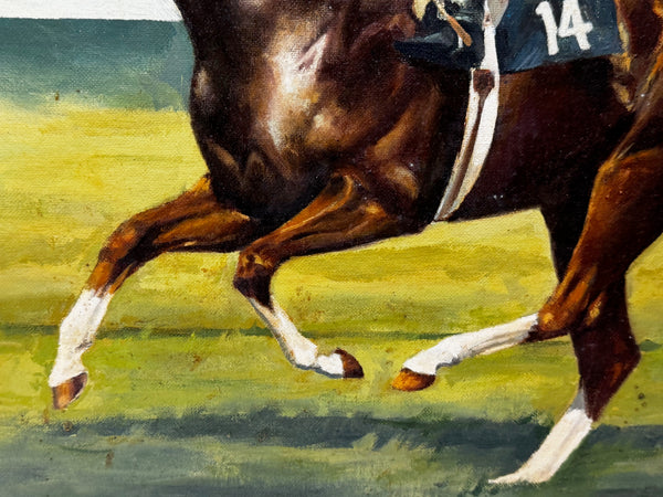 Oil Painting The Minstrel Epsom Derby 1977 Jockey Lester Piggott Up