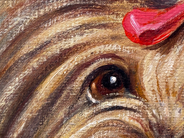 “Duchess”: Yorkshire Terrier with Congo Pink Bow 🎀 Painted in the Style of John Emms