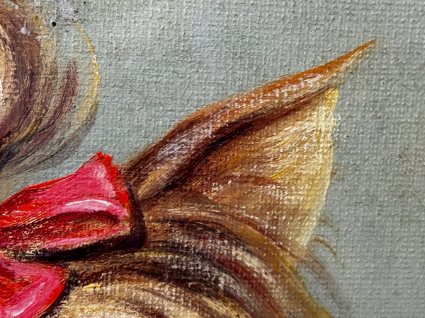 “Duchess”: Yorkshire Terrier with Congo Pink Bow 🎀 Painted in the Style of John Emms