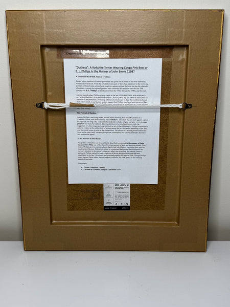 “Duchess”: Yorkshire Terrier with Congo Pink Bow 🎀 Painted in the Style of John Emms