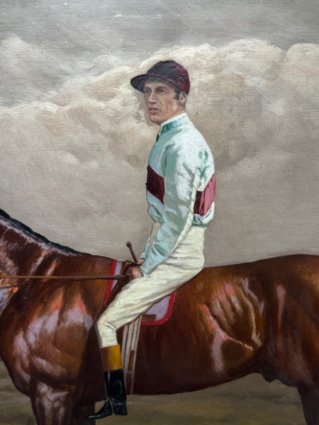 Sporting 19th Century Oil Painting Melton Bay Hunter Race Horse Jockey Fred Archer Up