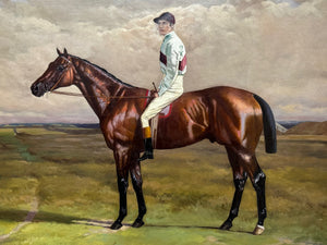 Sporting 19th Century Oil Painting Melton Bay Hunter Race Horse Jockey Fred Archer Up