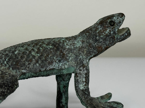 🦎 Rare Arts & Crafts Bronze Gecko Door Knocker Sculpture, c.1915 – Attributed to the Style of Oscar Bruno Bach (1884–1957)
