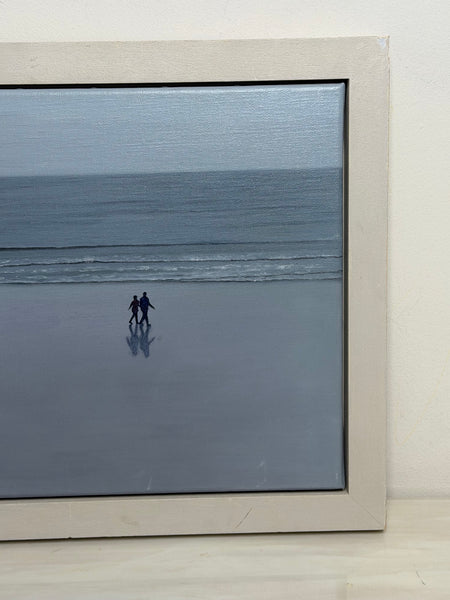 Walking Together at Low Tide British Coastal Oil Painting Signed Trinidad Ball C2012