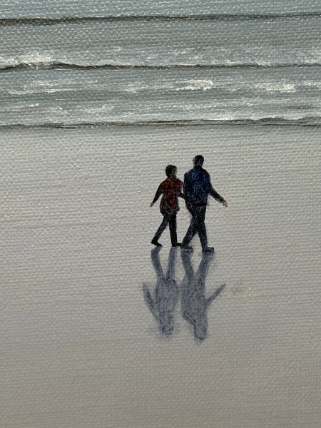 Walking Together at Low Tide British Coastal Oil Painting Signed Trinidad Ball C2012