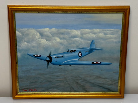 Oil Painting RAF Supermarine Spitfire Prototype Pilot Mutt Summers By Dion Pears