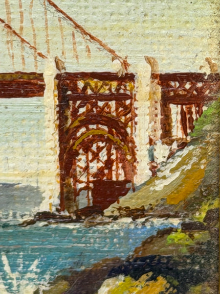 Jean Bowler Miniature Oil Golden Gate Bridge, San Francisco, California, circa 1980