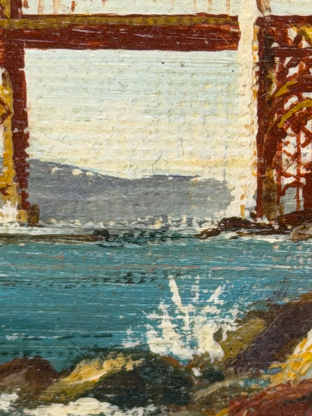 Jean Bowler Miniature Oil Golden Gate Bridge, San Francisco, California, circa 1980