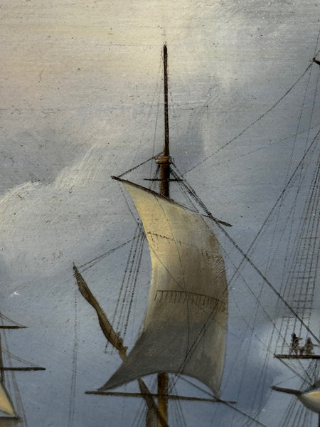 Oil Painting Naval Battle Quiberon Bay November 20th 1759 By John Lewis Chapman