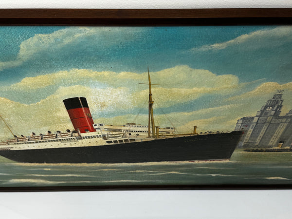 Oil Painting RMS Lancastria Ship Leaving Liverpool Heading To Evacuate British Expeditionary Force June 1940