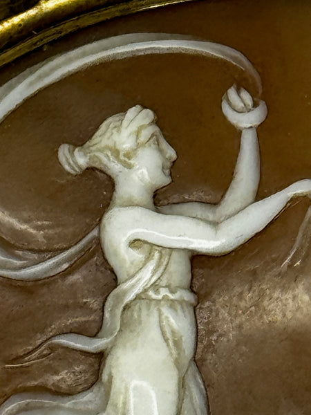 Aurora, Goddess of the Dawn — Important Italian Neoclassical Shell Cameo Brooch, c.1820