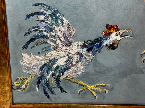 Expressionist Sporting Painting |Cocks Fighting (c.1965) — After Leon Kossoff