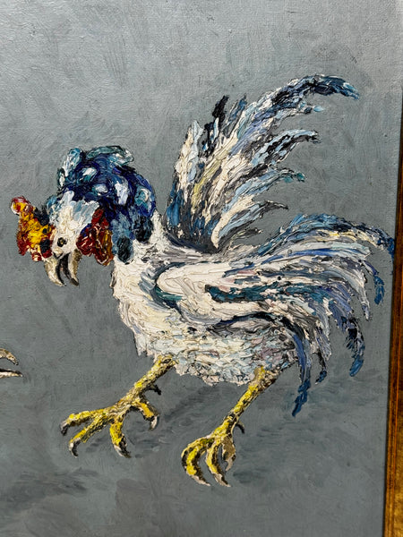 Expressionist Sporting Painting |Cocks Fighting (c.1965) — After Leon Kossoff