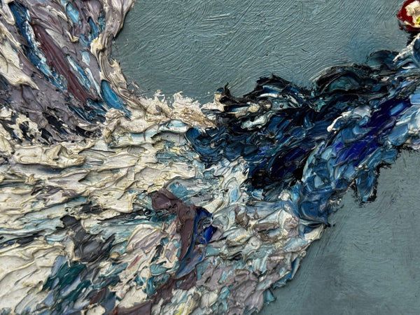 Expressionist Sporting Painting |Cocks Fighting (c.1965) — After Leon Kossoff