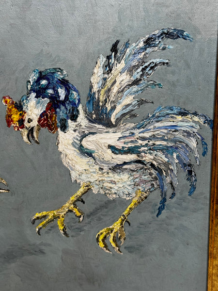 Expressionist Sporting Painting |Cocks Fighting (c.1965) — After Leon Kossoff
