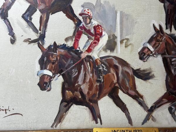 Equestrian Race Horse Jacinth Newmarket and Ascot Champion Oil Painting By Peter Biegel