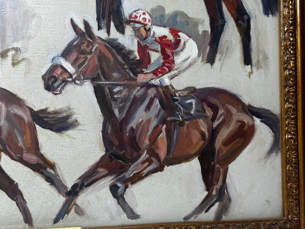 Equestrian Race Horse Jacinth Newmarket and Ascot Champion Oil Painting By Peter Biegel
