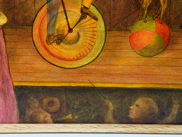 Circus Cyclist British Lyrical Surrealism in the Spirit of Paul Delvaux — Oil on Canvas