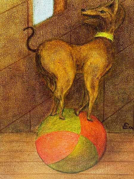 Circus Cyclist British Lyrical Surrealism in the Spirit of Paul Delvaux — Oil on Canvas