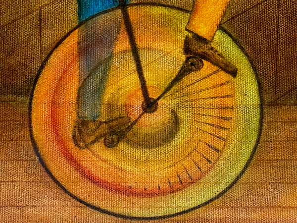 Circus Cyclist British Lyrical Surrealism in the Spirit of Paul Delvaux — Oil on Canvas