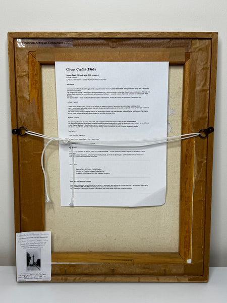 Circus Cyclist British Lyrical Surrealism in the Spirit of Paul Delvaux — Oil on Canvas