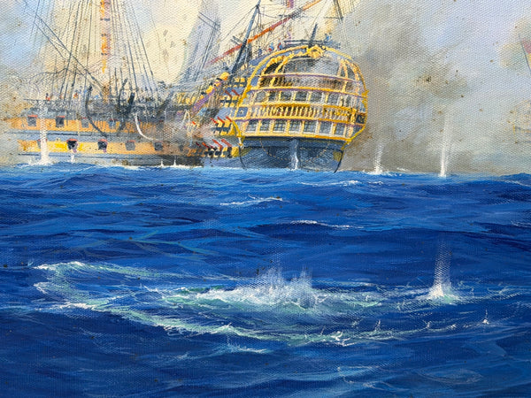 Graham Jowett-Ive 1946–2012 Battle of St Vincent Nelson’s Bridge RSMA Exhibited Naval Oil c2005