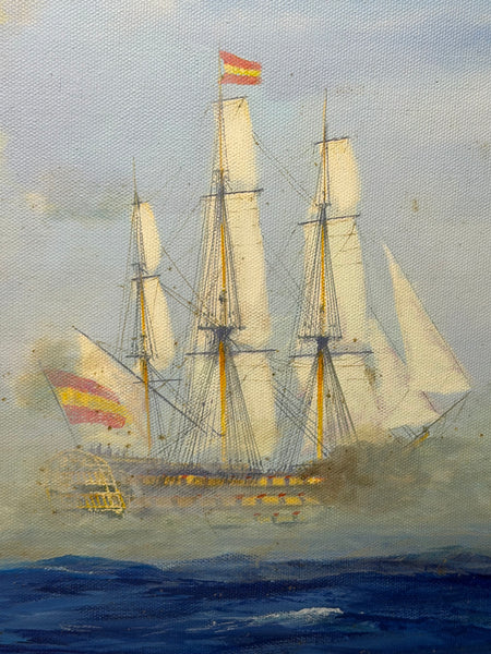 Graham Jowett-Ive 1946–2012 Battle of St Vincent Nelson’s Bridge RSMA Exhibited Naval Oil c2005