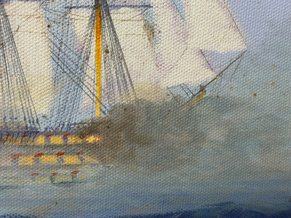 Graham Jowett-Ive 1946–2012 Battle of St Vincent Nelson’s Bridge RSMA Exhibited Naval Oil c2005