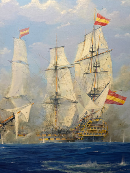 Graham Jowett-Ive 1946–2012 Battle of St Vincent Nelson’s Bridge RSMA Exhibited Naval Oil c2005