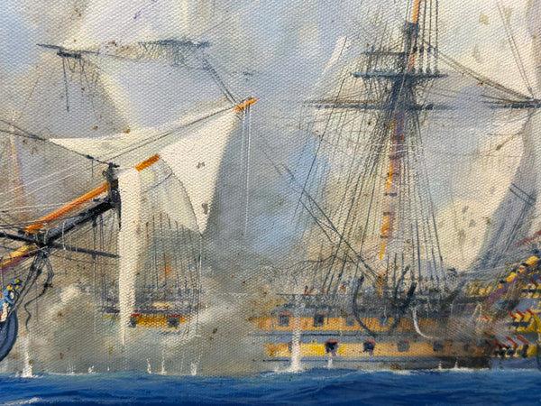 Graham Jowett-Ive 1946–2012 Battle of St Vincent Nelson’s Bridge RSMA Exhibited Naval Oil c2005