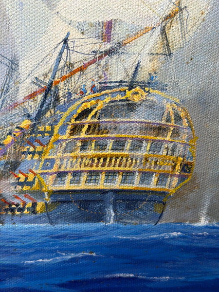 Graham Jowett-Ive 1946–2012 Battle of St Vincent Nelson’s Bridge RSMA Exhibited Naval Oil c2005