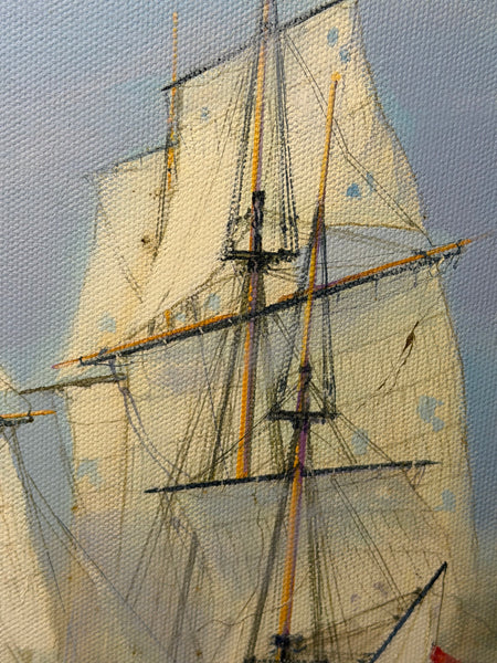 Graham Jowett-Ive 1946–2012 Battle of St Vincent Nelson’s Bridge RSMA Exhibited Naval Oil c2005