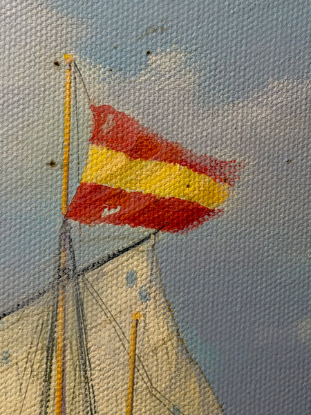 Graham Jowett-Ive 1946–2012 Battle of St Vincent Nelson’s Bridge RSMA Exhibited Naval Oil c2005