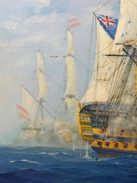 Graham Jowett-Ive 1946–2012 Battle of St Vincent Nelson’s Bridge RSMA Exhibited Naval Oil c2005