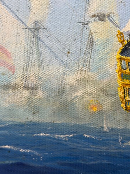Graham Jowett-Ive 1946–2012 Battle of St Vincent Nelson’s Bridge RSMA Exhibited Naval Oil c2005