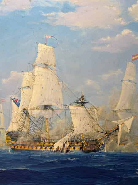 Graham Jowett-Ive 1946–2012 Battle of St Vincent Nelson’s Bridge RSMA Exhibited Naval Oil c2005