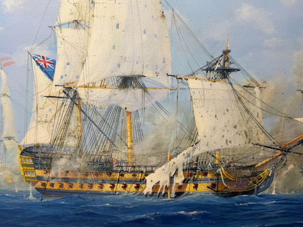 Graham Jowett-Ive 1946–2012 Battle of St Vincent Nelson’s Bridge RSMA Exhibited Naval Oil c2005