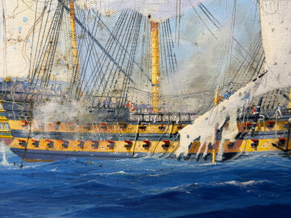 Graham Jowett-Ive 1946–2012 Battle of St Vincent Nelson’s Bridge RSMA Exhibited Naval Oil c2005