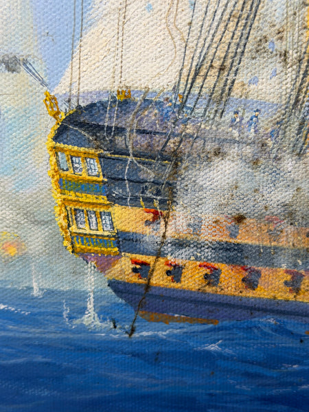Graham Jowett-Ive 1946–2012 Battle of St Vincent Nelson’s Bridge RSMA Exhibited Naval Oil c2005