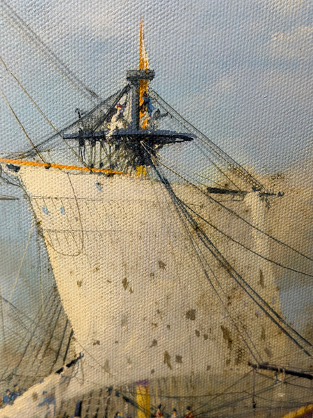 Graham Jowett-Ive 1946–2012 Battle of St Vincent Nelson’s Bridge RSMA Exhibited Naval Oil c2005