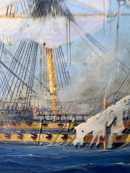 Graham Jowett-Ive 1946–2012 Battle of St Vincent Nelson’s Bridge RSMA Exhibited Naval Oil c2005