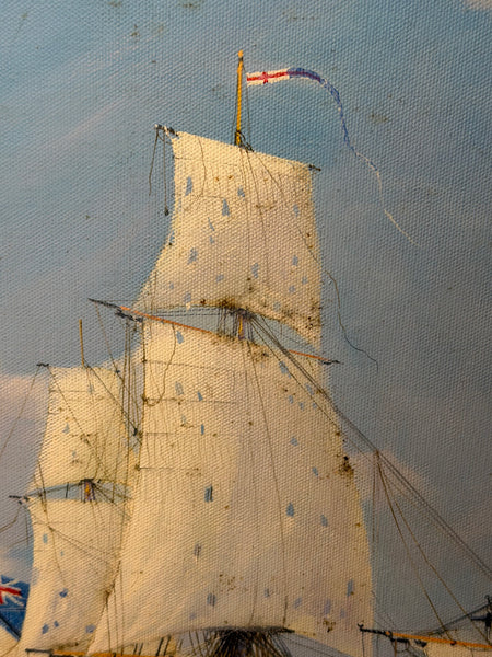 Graham Jowett-Ive 1946–2012 Battle of St Vincent Nelson’s Bridge RSMA Exhibited Naval Oil c2005