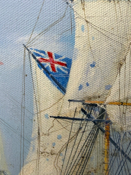 Graham Jowett-Ive 1946–2012 Battle of St Vincent Nelson’s Bridge RSMA Exhibited Naval Oil c2005