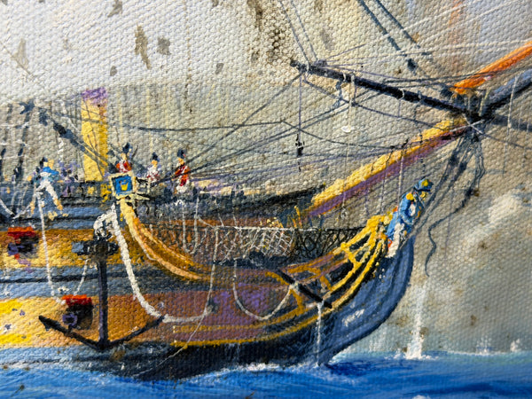 Graham Jowett-Ive 1946–2012 Battle of St Vincent Nelson’s Bridge RSMA Exhibited Naval Oil c2005