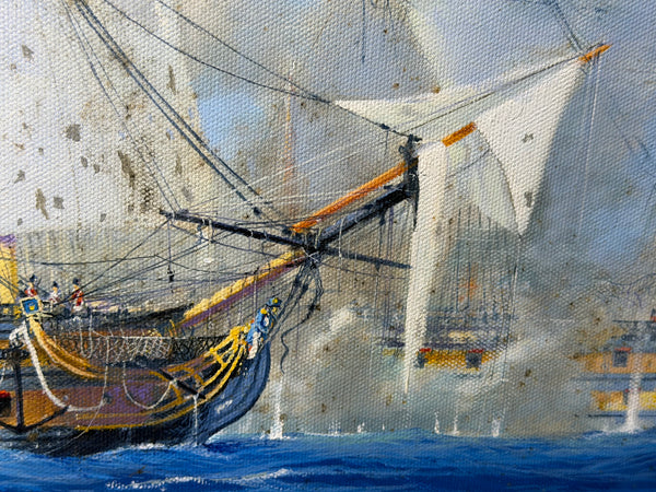 Graham Jowett-Ive 1946–2012 Battle of St Vincent Nelson’s Bridge RSMA Exhibited Naval Oil c2005