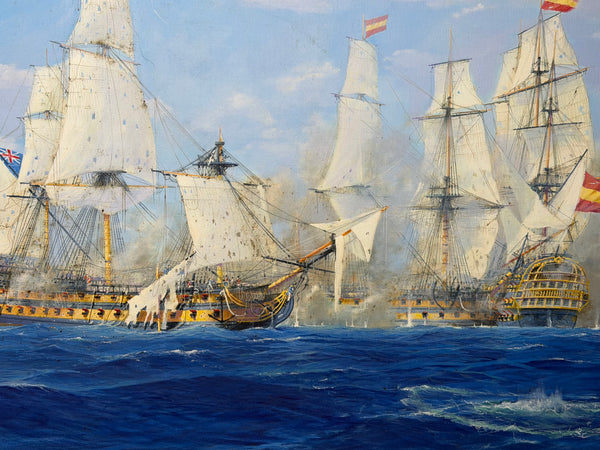 Graham Jowett-Ive 1946–2012 Battle of St Vincent Nelson’s Bridge RSMA Exhibited Naval Oil c2005