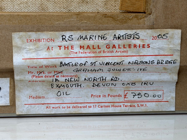 Graham Jowett-Ive 1946–2012 Battle of St Vincent Nelson’s Bridge RSMA Exhibited Naval Oil c2005