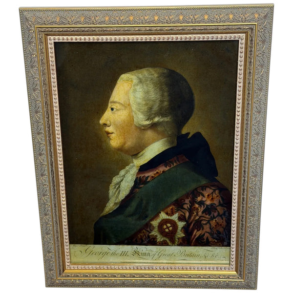 18th Century King George III  Reverse-Painted Mezzotint Engraved by Richard Purcell