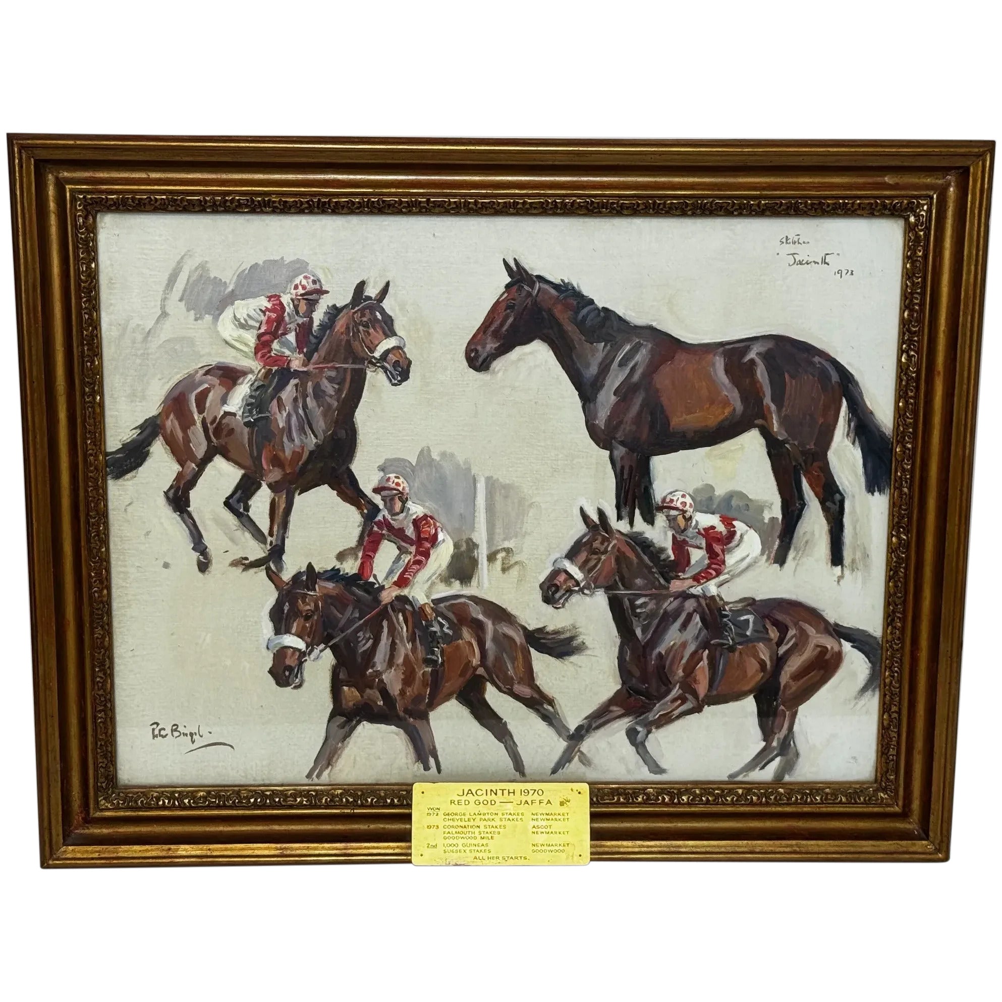Equestrian Race Horse Jacinth Newmarket and Ascot Champion Oil Painting By Peter Biegel