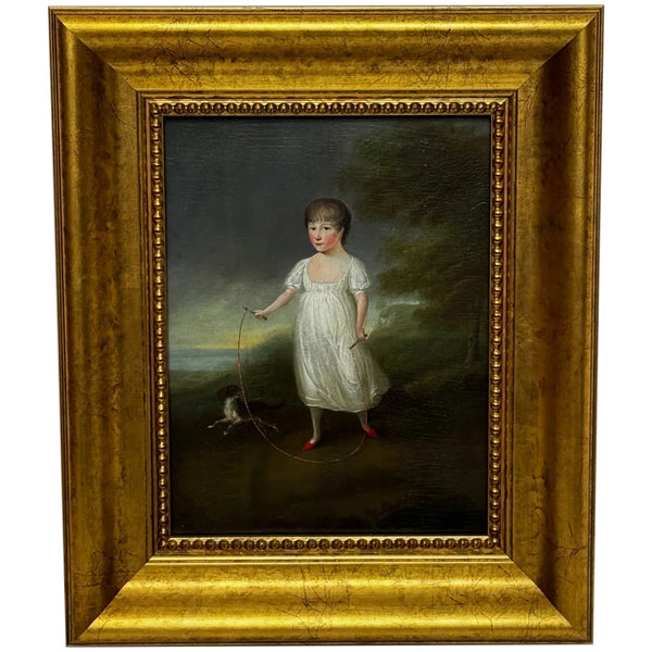 Historical Portrait Louisa Cooke With Her Dog Mr Quiz In The Manner of George Romney C1802